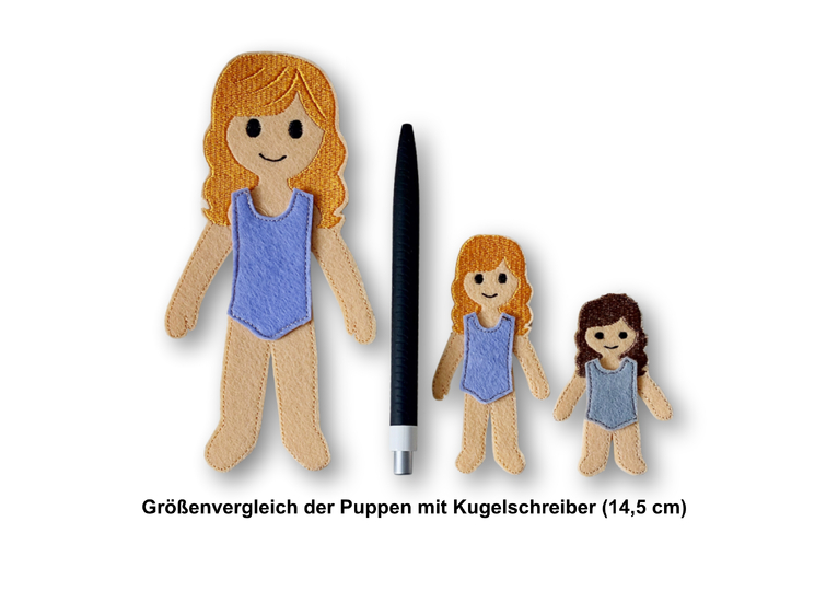 Stickdatei Anziehpuppe M&auml;dchen und Junge auf Filz in drei Gr&ouml;&szlig;en