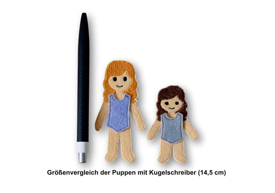 Stickdatei Anziehpuppe Mädchen und Junge auf Filz in zwei Größen