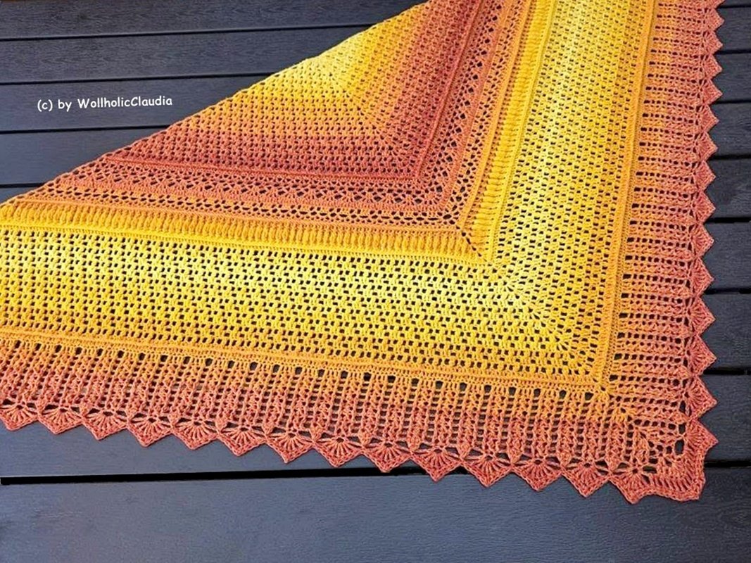 Häkelanleitung Tuch "Sonnenuhr"