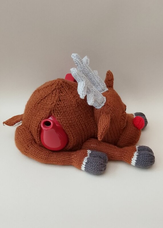 TeaCosyFolk's Christmas Knackered Reindeer Tea Cosy Knitting Pattern