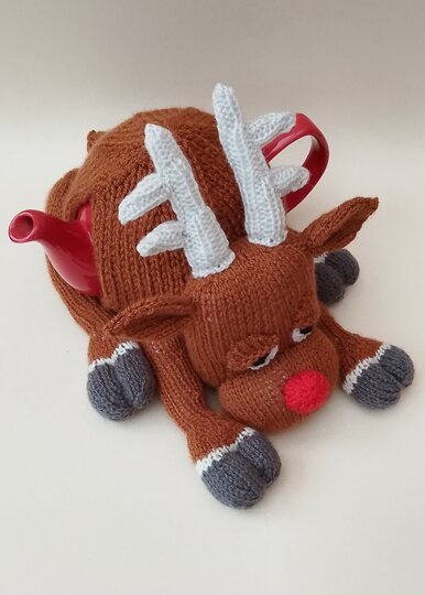 TeaCosyFolk's Christmas Knackered Reindeer Tea Cosy Knitting Pattern