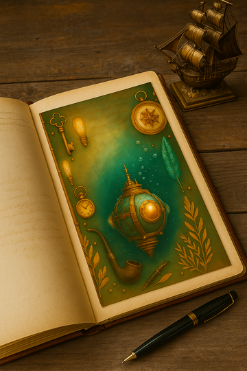 Romantic Submarine Fantasy — Steampunk Digital Paper Set | 8 Printable