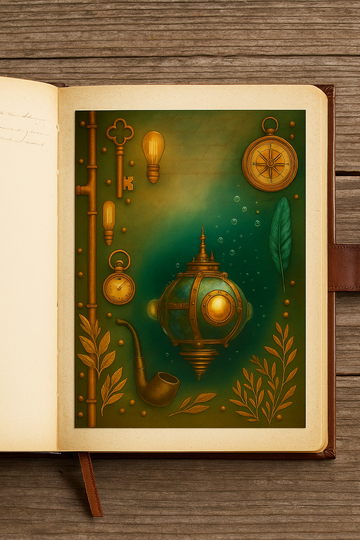 Romantic Submarine Fantasy — Steampunk Digital Paper Set | 8 Printable