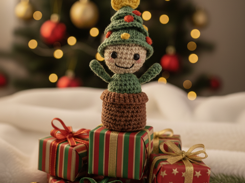 Crochet a Little Christmas Tree – Tiny in a Pot, approx. 15 cm (EN & DE)