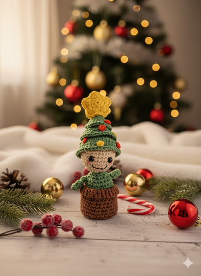 Crochet a Little Christmas Tree – Tiny in a Pot, approx. 15 cm (EN & DE)