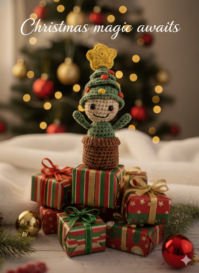 Crochet a Little Christmas Tree – Tiny in a Pot, approx. 15 cm (EN & DE)