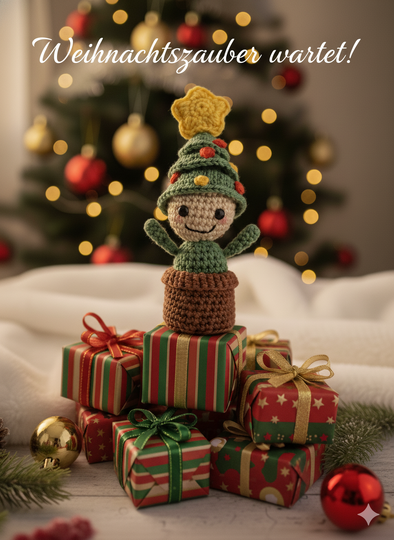 Crochet a Little Christmas Tree – Tiny in a Pot, approx. 15 cm (EN & DE)