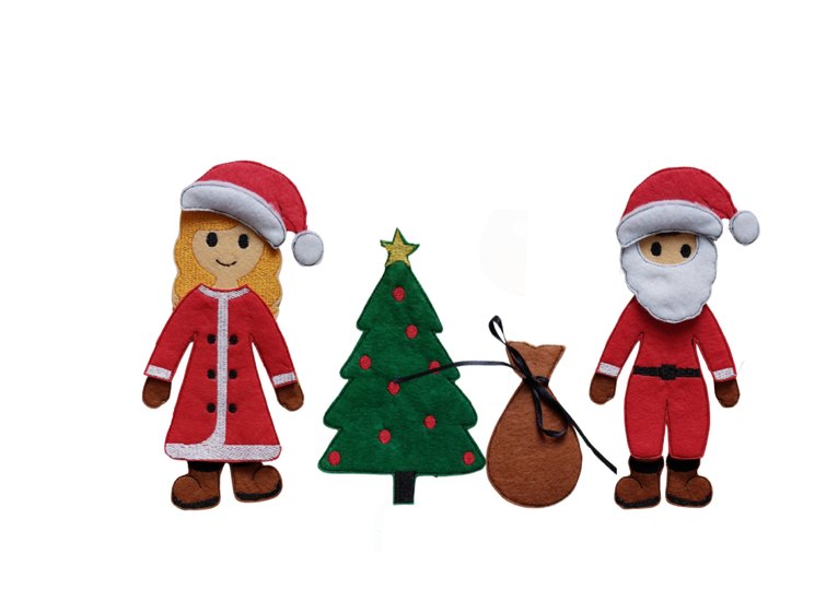 Stickdatei Anziehpuppe Weihnachten Mädchen und Junge auf Filz mit Kleidung