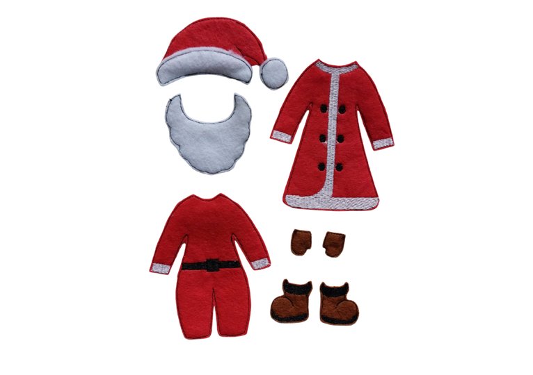 Stickdatei Anziehpuppe Weihnachten Mädchen und Junge auf Filz mit Kleidung