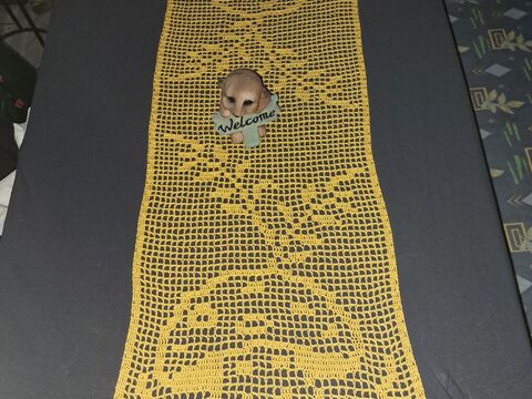 Anleitung Tischläufer kleiner Pilz häkeln