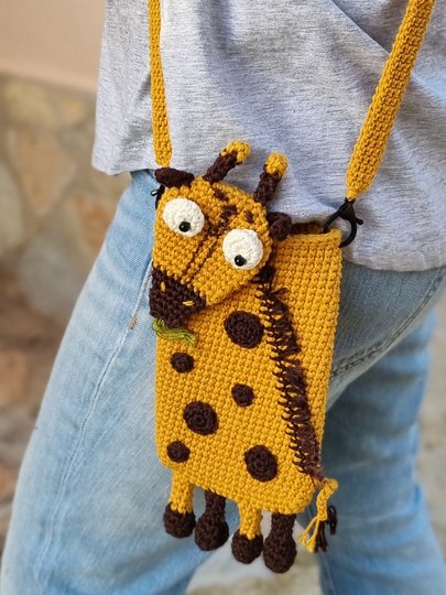 T30 Crochet pattern for little mobile phone bag "Giraffe"