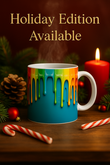 Rainbow Dripping Paint Mug Wrap | 11 oz Sublimation Design