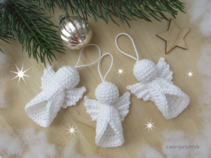 kleine Engel häkeln - Geschenkanhänger und Baumschmuck