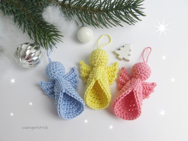 kleine Engel häkeln - Geschenkanhänger und Baumschmuck