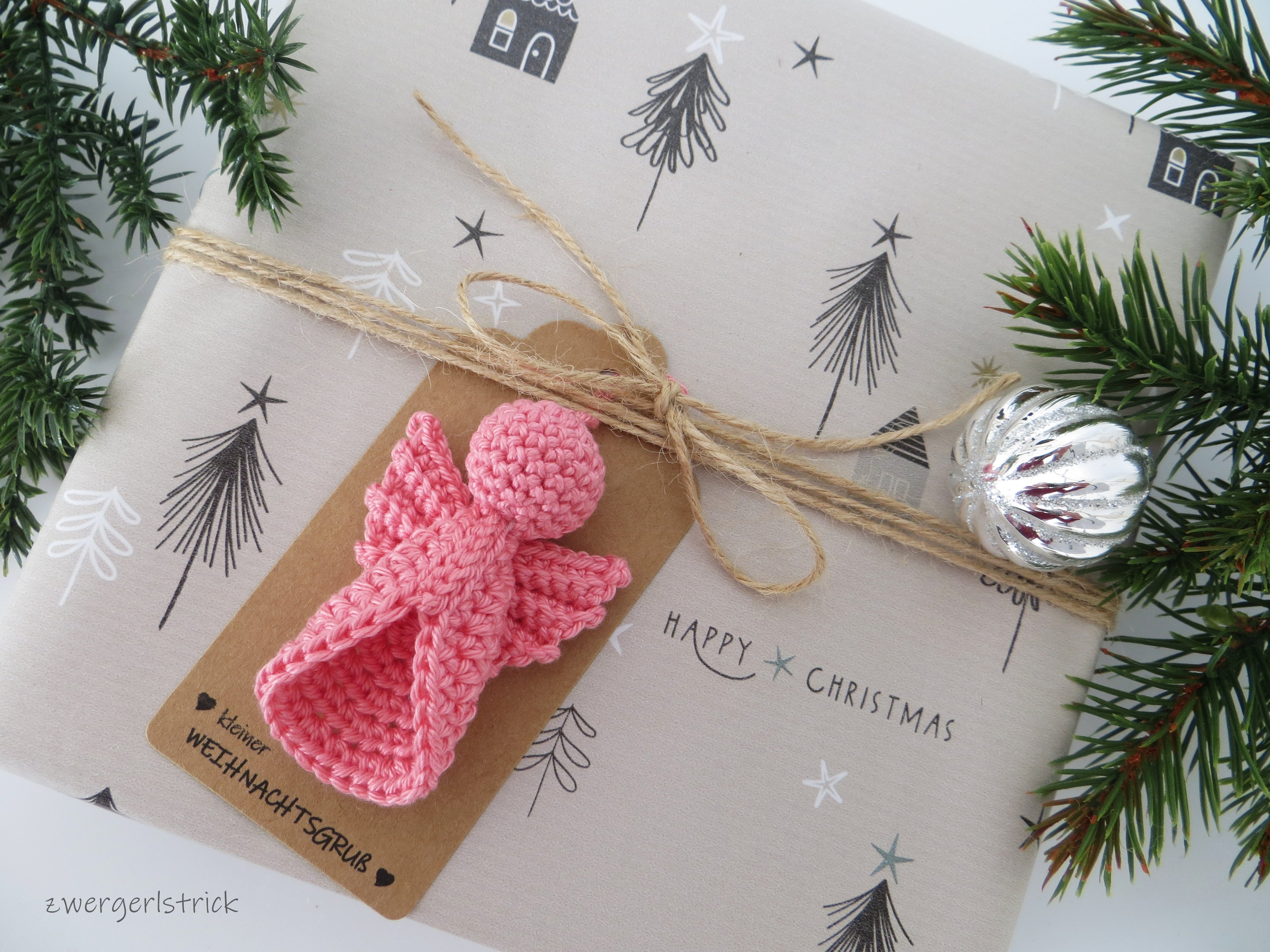 DIY Makramee Engel Häkel Set - Häkelkit Für Weihnachtsbaum Anhänger, Inkl. Garn & Anleitung (Rosa)