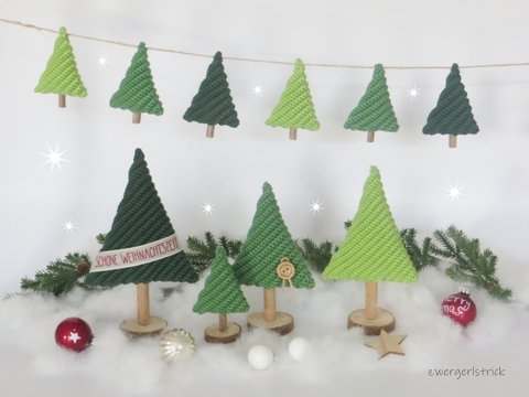 Tannenbäumchen häkeln - stilvolle Deko / Girlande / Anhänger