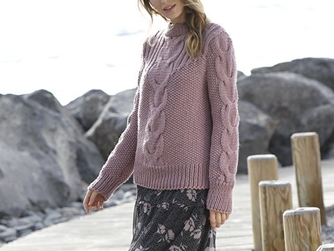 Strickanleitung Pullover mit Zopf (9601287_03)