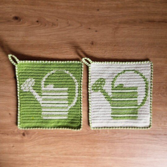 Häkelanleitung Topflappen "Gießkanne"