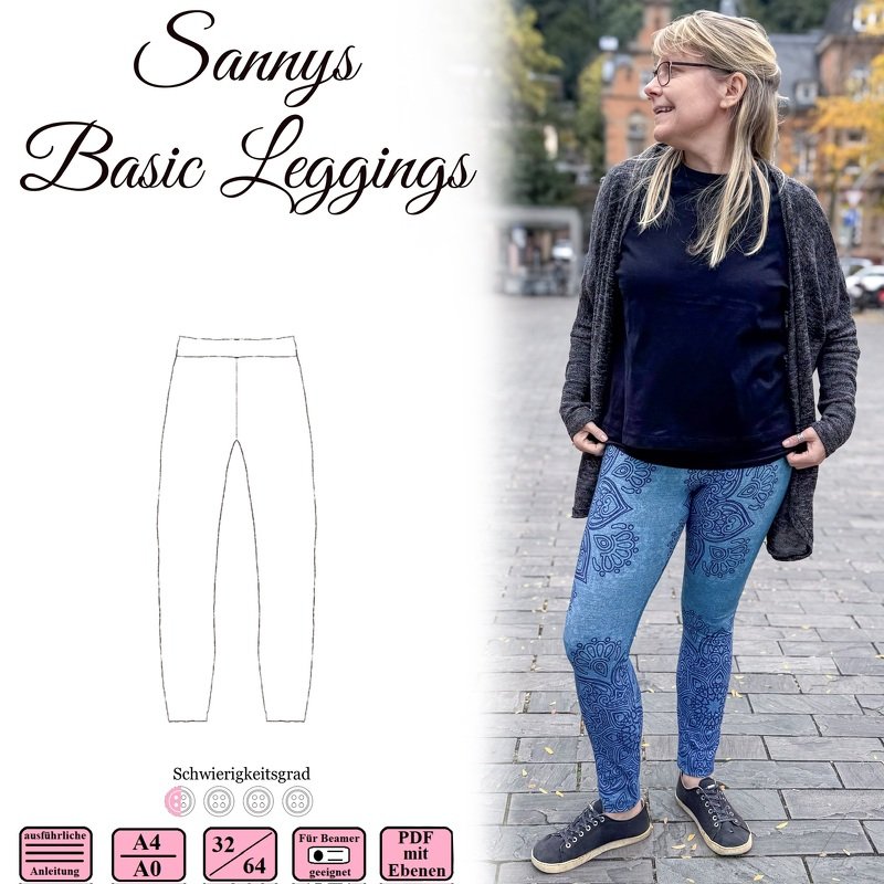 Sannys Basic Leggings - Größe 32-64 - E-Book und Nähanleitung