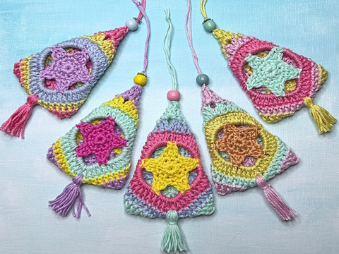 Crochet Pattern Granny Square Christmas Tree, Ornaments or festive garland