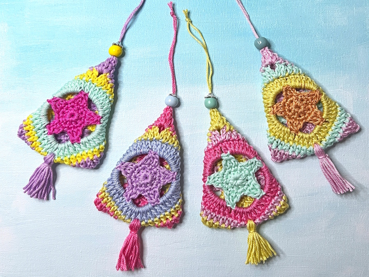 Crochet Pattern Granny Square Christmas Tree, Ornament or festive garland