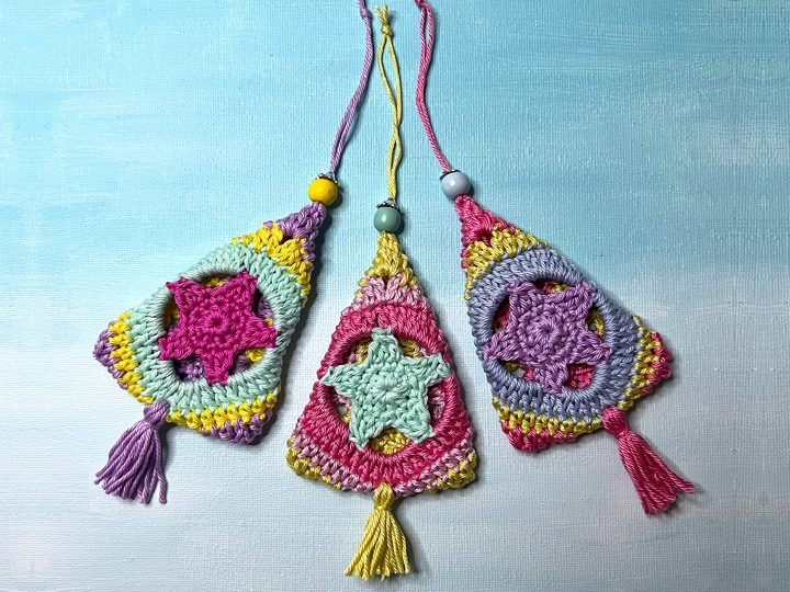 Crochet Pattern Granny Square Christmas Tree, Ornament or festive garland
