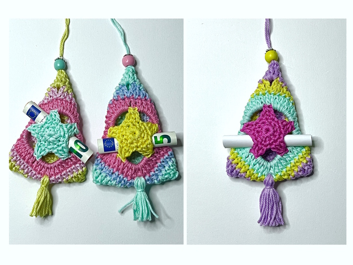 Crochet Pattern Granny Square Christmas Tree, Ornament or festive garland