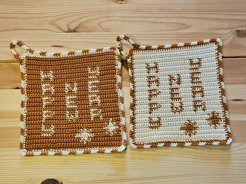 Häkelanleitung Topflappen "Happy New Year"