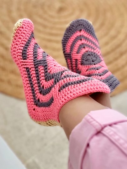 Crochet patterns for Cotton Socks  and slippers– 2 Patterns  PDF (EN/DE)