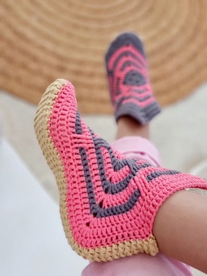 Crochet patterns for Cotton Socks  and slippers– 2 Patterns  PDF (EN/DE)