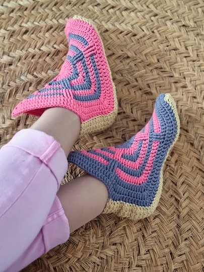 Crochet patterns for Cotton Socks  and slippers– 2 Patterns  PDF (EN/DE)