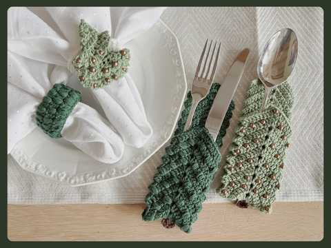 Christmas Tree Cutlery Holder & Napkin Ring, Holiday Table Decoration