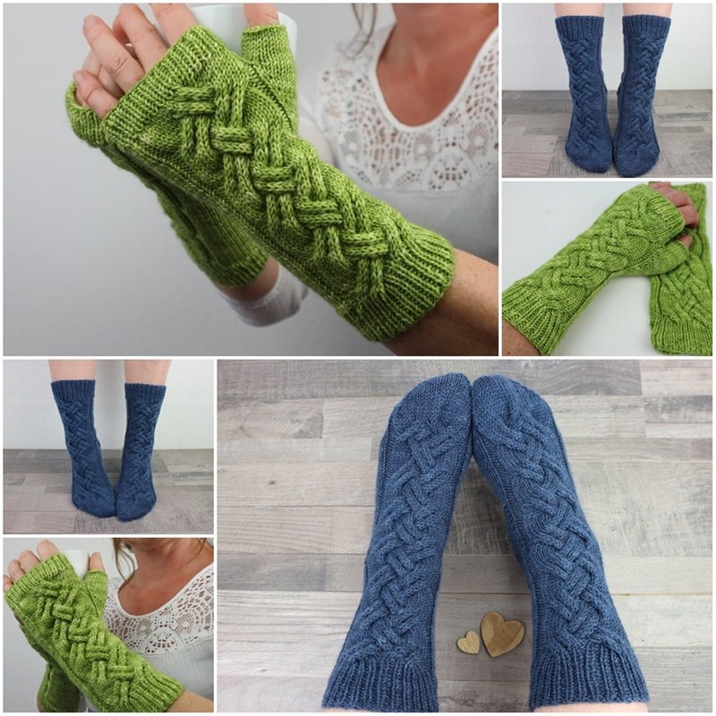 Strickanleitung Bundle - Socken Avocado Cocktail &amp; Handstulpen Avocado