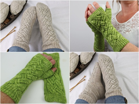 Knitting Pattern Cabled Socks & Fingerless Mitts PDF | Avocado Cocktail Set