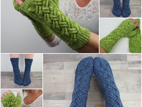 Strickanleitung Sparset - Socken Avocado Cocktail & Handstulpen Avocado