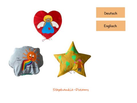 memory pillow heart, cloud and star