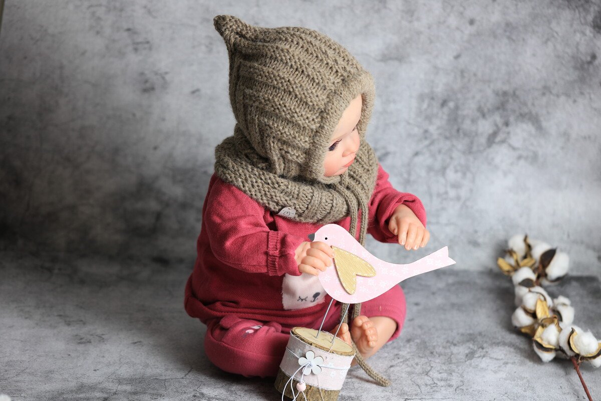 Balaclava hat/SCARF HAT in “alpaca” with cross ribs and lengthwise No 009