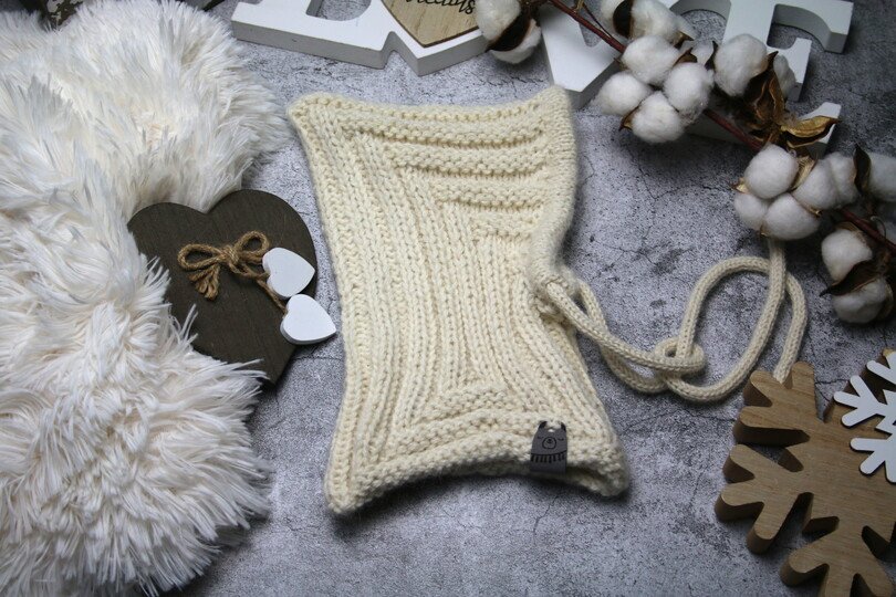 Balaclava Mütze/ Schalmütze in ”Alpaca” Querrippen und Längsrippen No 009