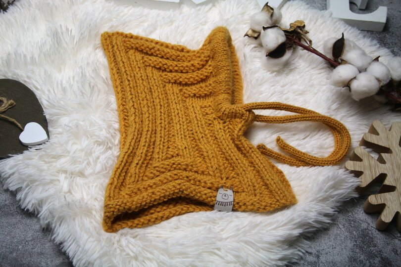 Balaclava Mütze/ Schalmütze in ”Alpaca” Querrippen und Längsrippen No 009