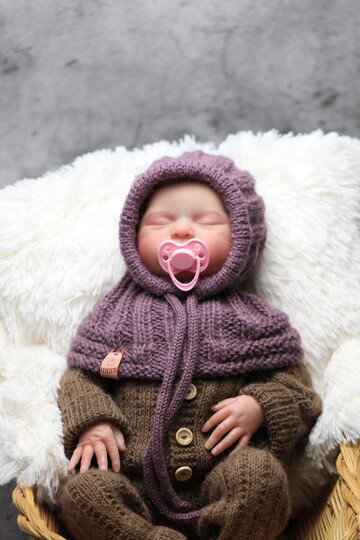 Balaclava Mütze/ Schalmütze in ”Alpaca” Querrippen und Längsrippen No 009