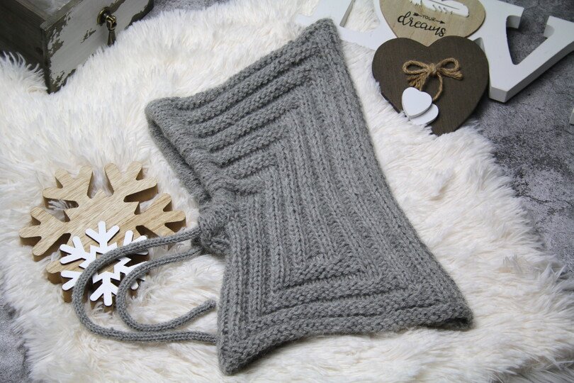 Balaclava Mütze/ Schalmütze in ”Alpaca” Querrippen und Längsrippen No 009