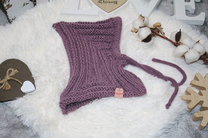 Balaclava Mütze/ Schalmütze in ”Alpaca” Querrippen und Längsrippen No 009