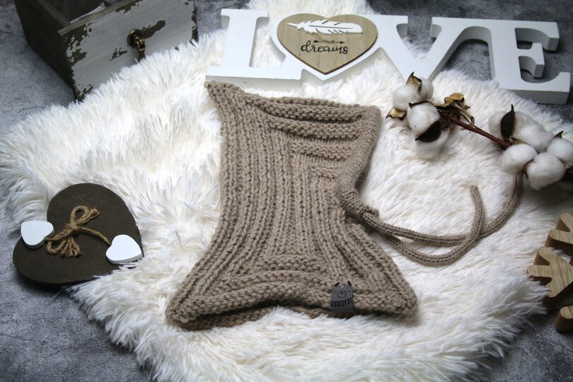 Balaclava Mütze/ Schalmütze in ”Alpaca” Querrippen und Längsrippen No 009