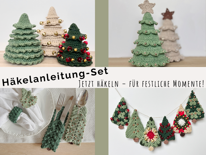 Set Weihnachtsbäume, Granny Square Tannenbaum, Weihnachtsbaum Tischdeko