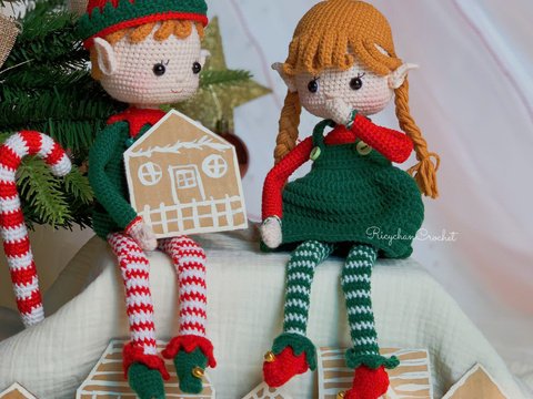 Elfie and Elfa the ELF doll - Christmas doll crochet pattern