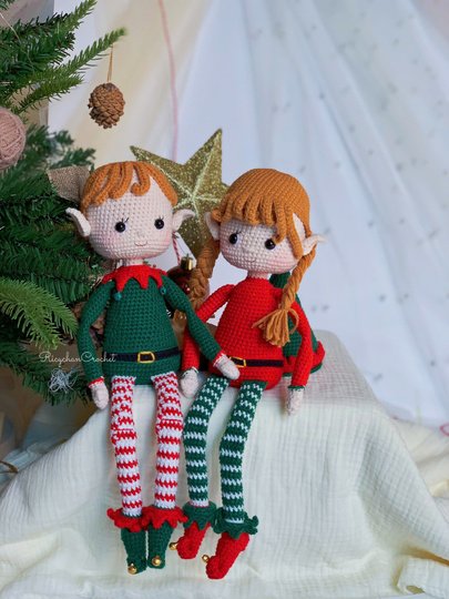 Elfie and Elfa the ELF doll - Christmas doll crochet pattern
