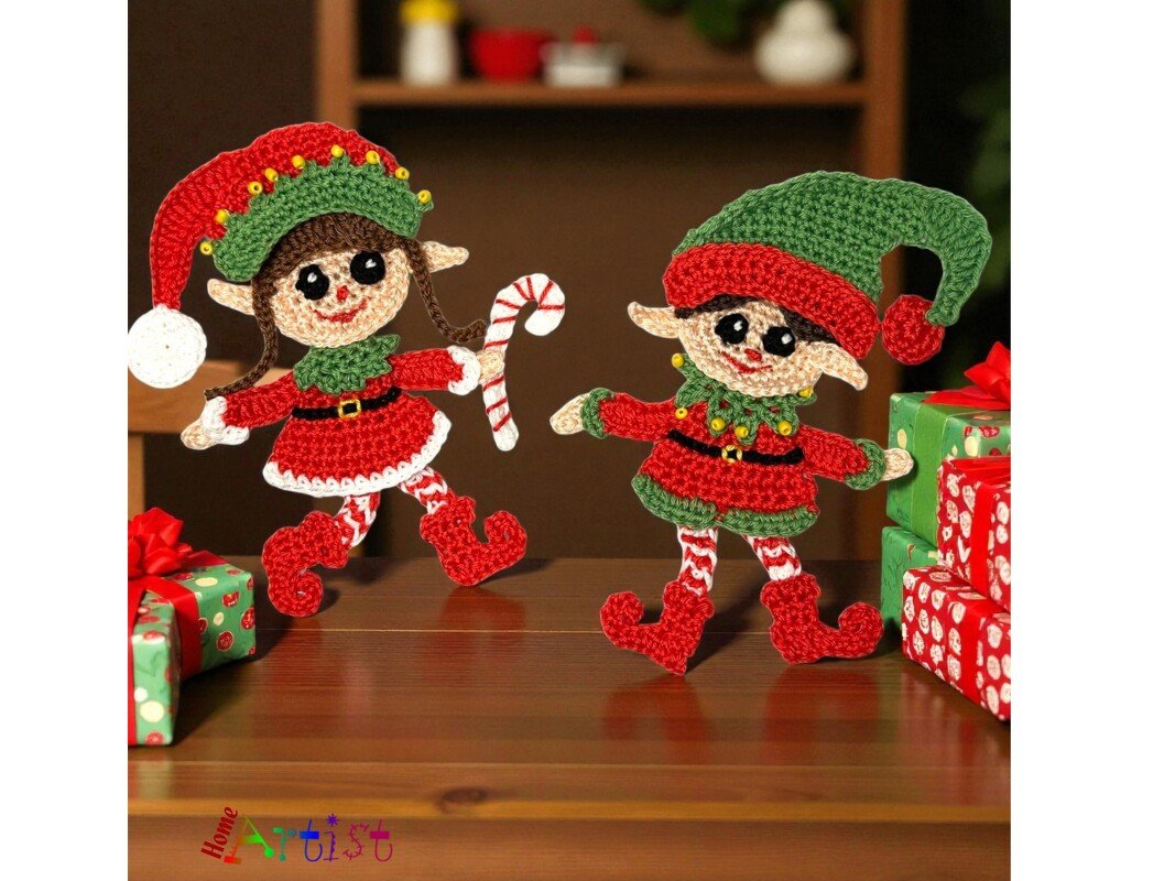Elf Duo crochet applique - Image 2