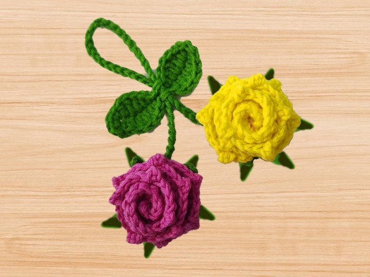Crochet Flowers Keychain & Bag Charm Pattern PDF + Video Tutorial