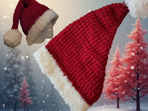 "Santa Claus" Hat  - for adults &  kids– Tunisian crochet (Beginner)
