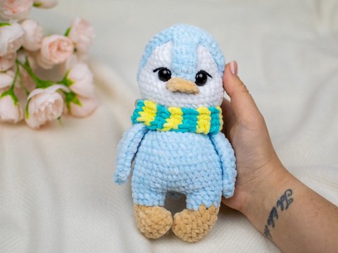Penguin Crochet Pattern – Amigurumi Plush Penguin with Scarf PDF Tutorial